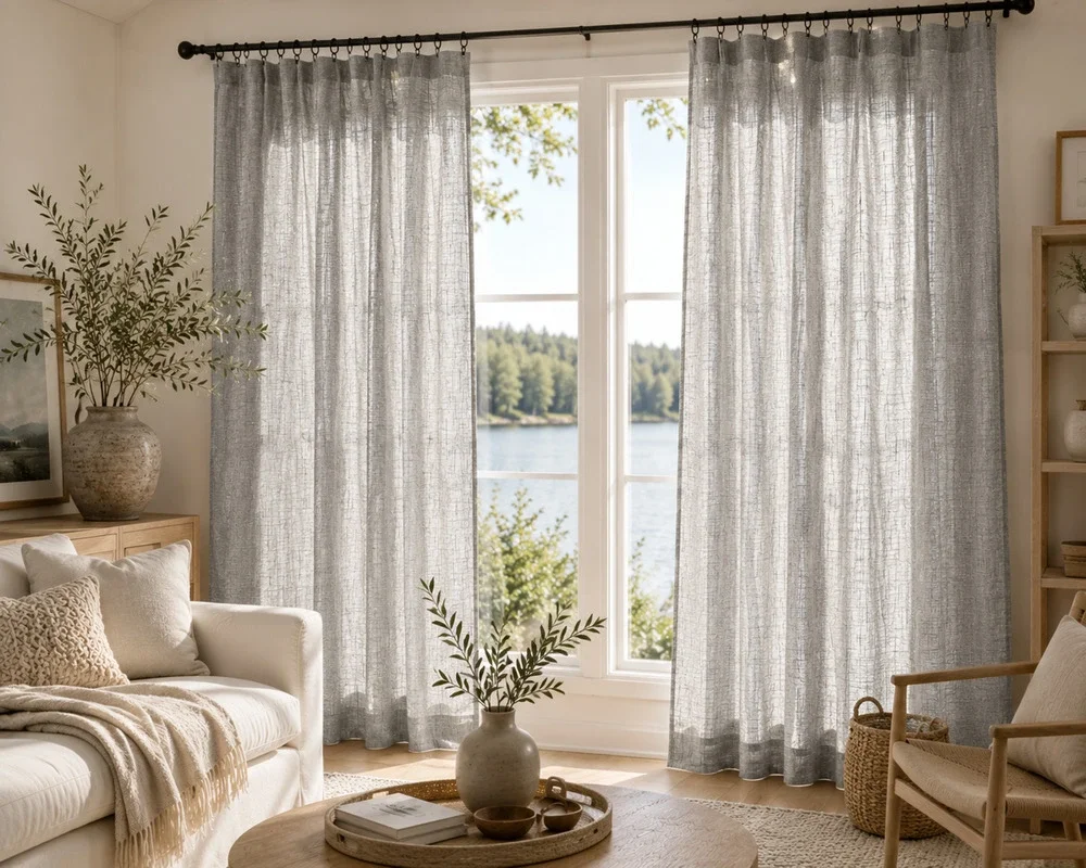 GAP Home Organic Cotton Window Curtain Pair 48x84 Chambray Yarn Dyed Gray NEW